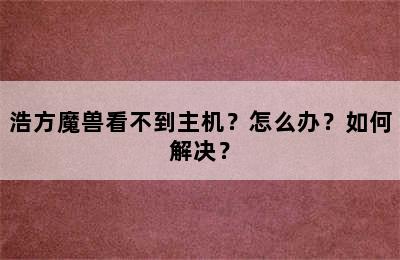 浩方魔兽看不到主机？怎么办？如何解决？