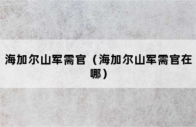 海加尔山军需官（海加尔山军需官在哪）