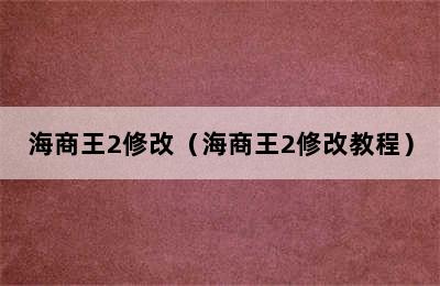 海商王2修改（海商王2修改教程）