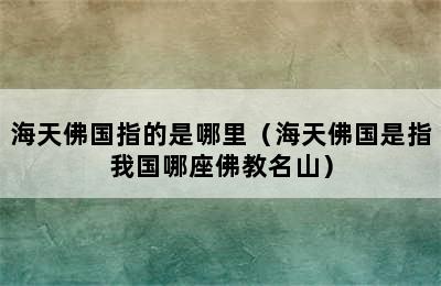 海天佛国指的是哪里（海天佛国是指我国哪座佛教名山）