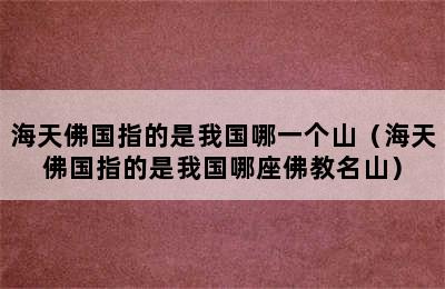 海天佛国指的是我国哪一个山（海天佛国指的是我国哪座佛教名山）