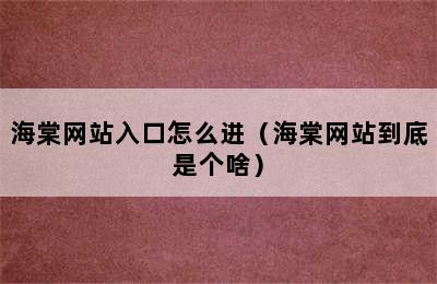 海棠网站入口怎么进（海棠网站到底是个啥）