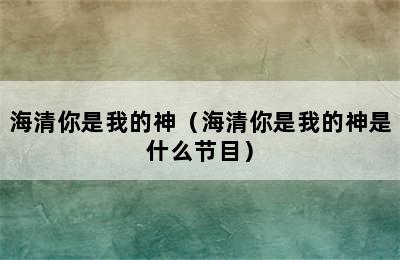 海清你是我的神（海清你是我的神是什么节目）