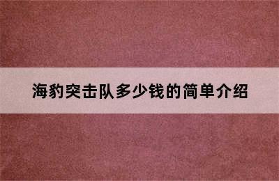 海豹突击队多少钱的简单介绍
