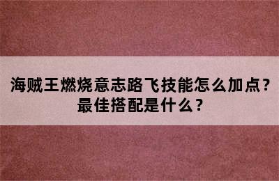 海贼王燃烧意志路飞技能怎么加点？最佳搭配是什么？