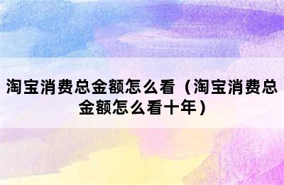 淘宝消费总金额怎么看（淘宝消费总金额怎么看十年）