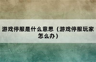 游戏停服是什么意思（游戏停服玩家怎么办）