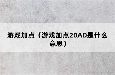 游戏加点（游戏加点20AD是什么意思）