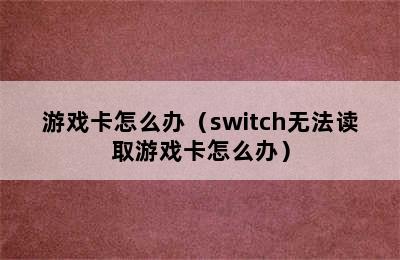 游戏卡怎么办（switch无法读取游戏卡怎么办）