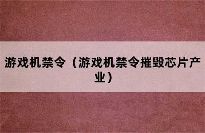 游戏机禁令（游戏机禁令摧毁芯片产业）