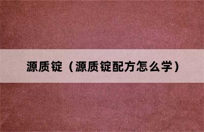 源质锭（源质锭配方怎么学）