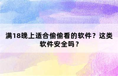 满18晚上适合偷偷看的软件？这类软件安全吗？