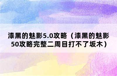 漆黑的魅影5.0攻略（漆黑的魅影50攻略完整二周目打不了坂木）