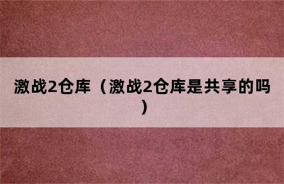 激战2仓库（激战2仓库是共享的吗）