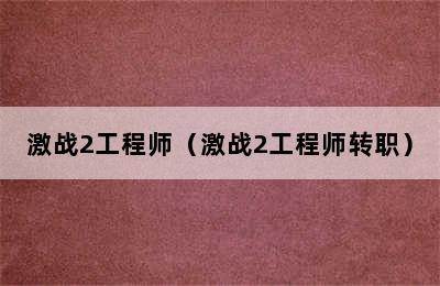 激战2工程师（激战2工程师转职）