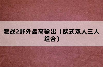 激战2野外最高输出（欧式双人三人组合）