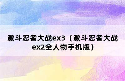 激斗忍者大战ex3（激斗忍者大战ex2全人物手机版）