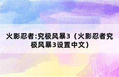 火影忍者:究极风暴3（火影忍者究极风暴3设置中文）