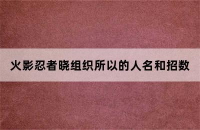 火影忍者晓组织所以的人名和招数