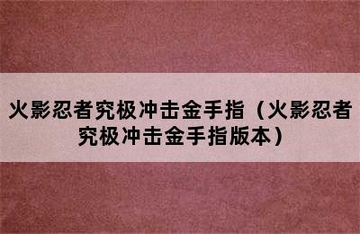 火影忍者究极冲击金手指（火影忍者究极冲击金手指版本）