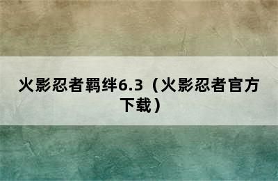 火影忍者羁绊6.3（火影忍者官方下载）