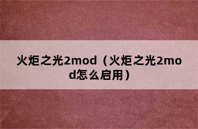 火炬之光2mod（火炬之光2mod怎么启用）