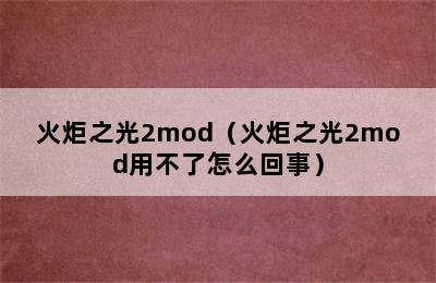 火炬之光2mod（火炬之光2mod用不了怎么回事）