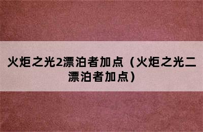 火炬之光2漂泊者加点（火炬之光二漂泊者加点）