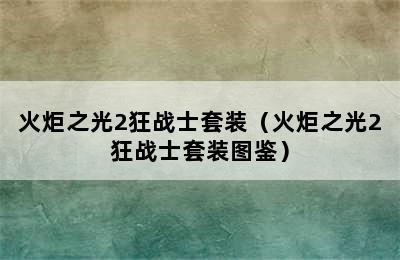 火炬之光2狂战士套装（火炬之光2狂战士套装图鉴）