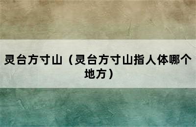 灵台方寸山（灵台方寸山指人体哪个地方）