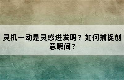 灵机一动是灵感迸发吗？如何捕捉创意瞬间？