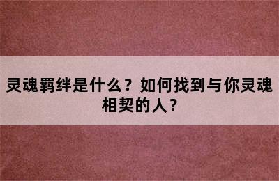 灵魂羁绊是什么？如何找到与你灵魂相契的人？