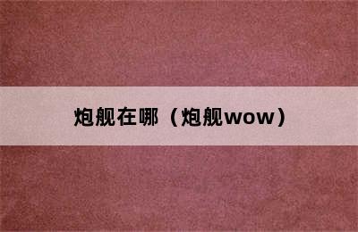 炮舰在哪（炮舰wow）