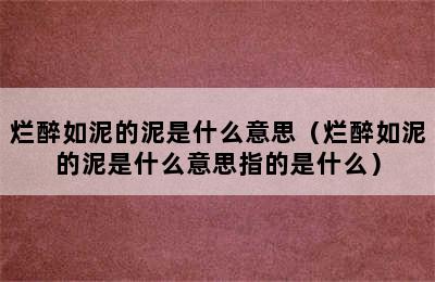 烂醉如泥的泥是什么意思（烂醉如泥的泥是什么意思指的是什么）