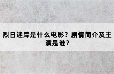 烈日迷踪是什么电影？剧情简介及主演是谁？