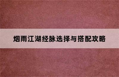 烟雨江湖经脉选择与搭配攻略