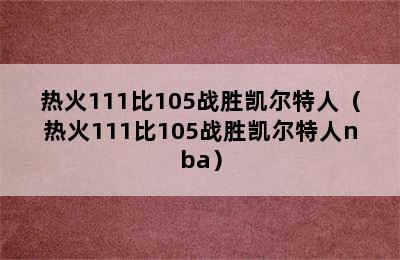 热火111比105战胜凯尔特人（热火111比105战胜凯尔特人nba）