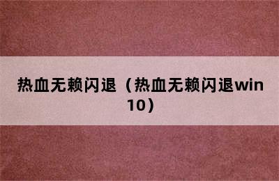 热血无赖闪退（热血无赖闪退win10）