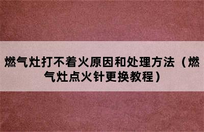 燃气灶打不着火原因和处理方法（燃气灶点火针更换教程）