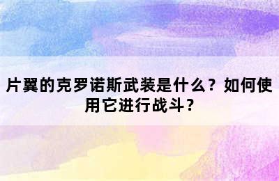 片翼的克罗诺斯武装是什么？如何使用它进行战斗？