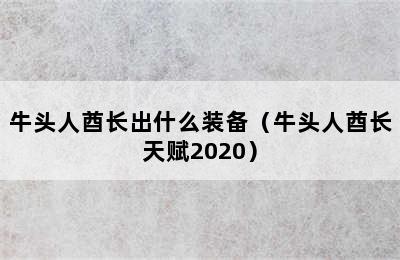 牛头人酋长出什么装备（牛头人酋长天赋2020）