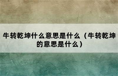 牛转乾坤什么意思是什么（牛转乾坤的意思是什么）