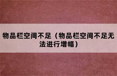 物品栏空间不足（物品栏空间不足无法进行增幅）