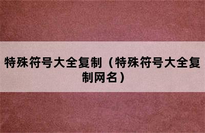 特殊符号大全复制（特殊符号大全复制网名）