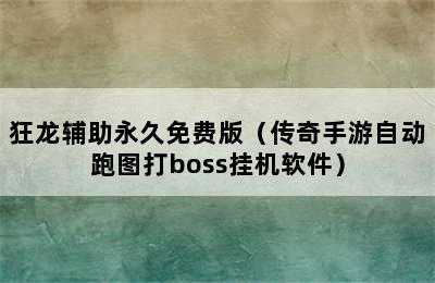 狂龙辅助永久免费版（传奇手游自动跑图打boss挂机软件）