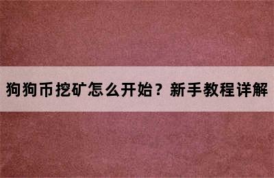 狗狗币挖矿怎么开始？新手教程详解