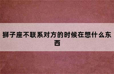 狮子座不联系对方的时候在想什么东西