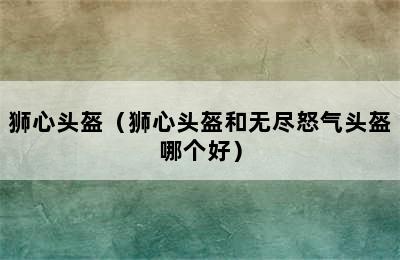 狮心头盔（狮心头盔和无尽怒气头盔哪个好）