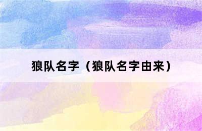 狼队名字（狼队名字由来）