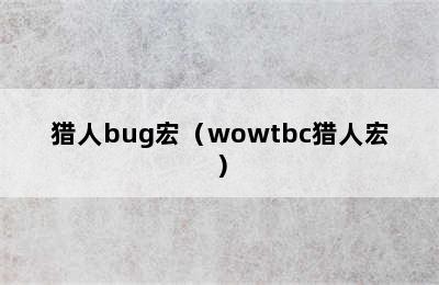 猎人bug宏（wowtbc猎人宏）